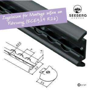 Airline-Schiene Special, EXTERIOR halbrund (Zugelassen für Montage außen am Fahrzeug)