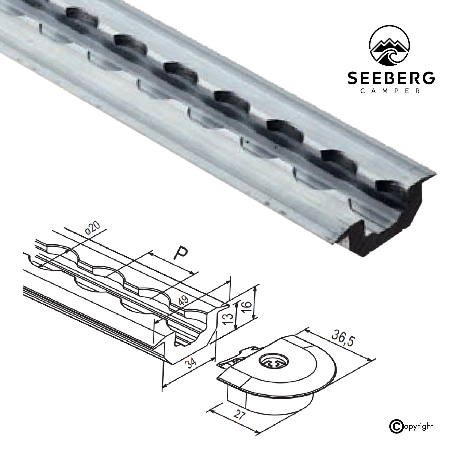 Airline-Schienen HD, versenkbar (für Sitzbefestigung)