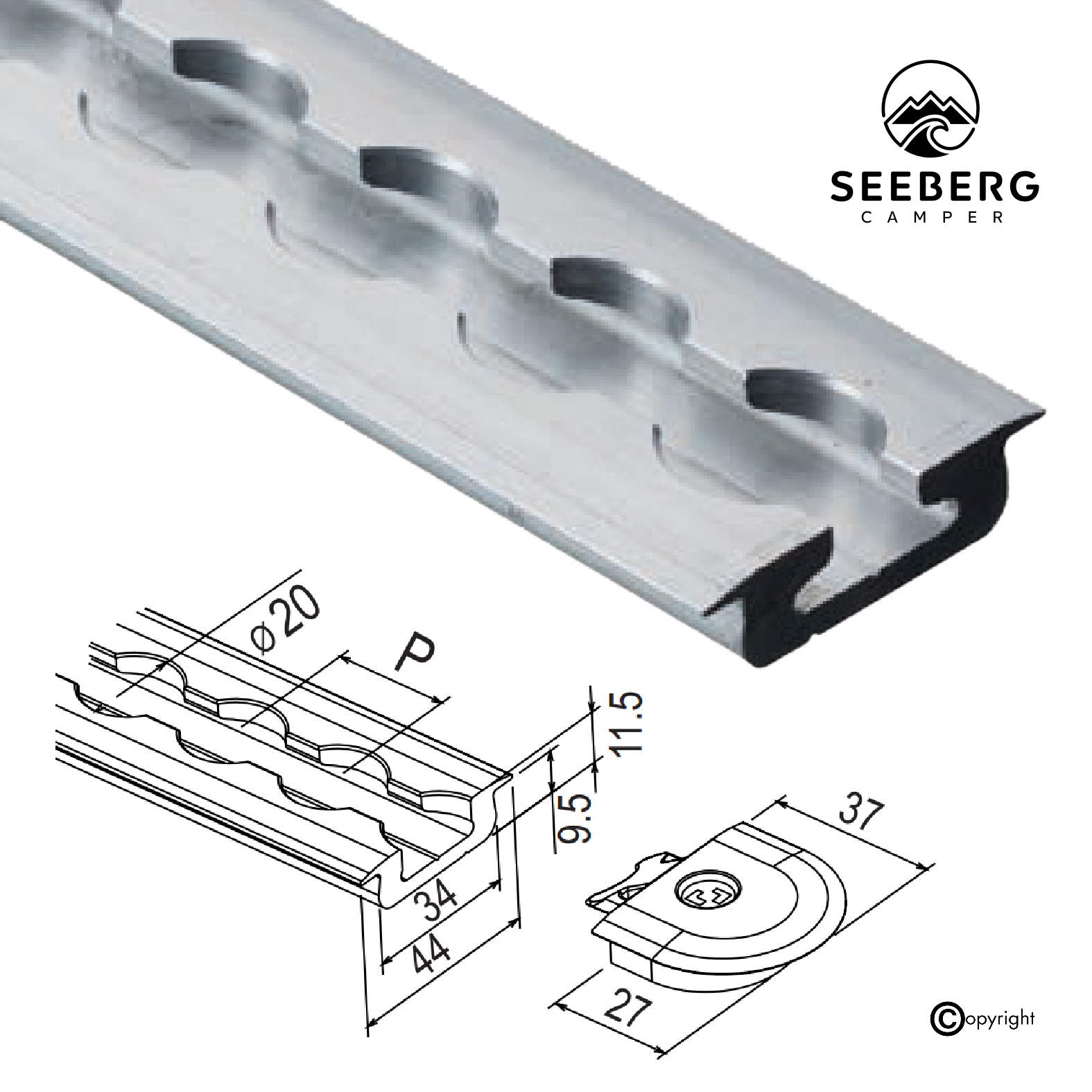 Airline-Schienen Light, versenkbar